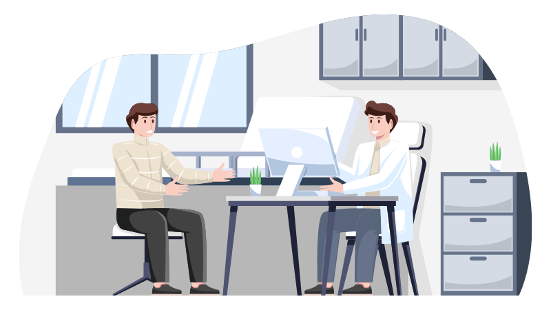 Patient posant des questions à un ostéopathe